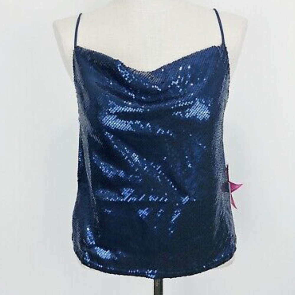 NWT Sequin Orchid Haze Blue Top. Sz XL